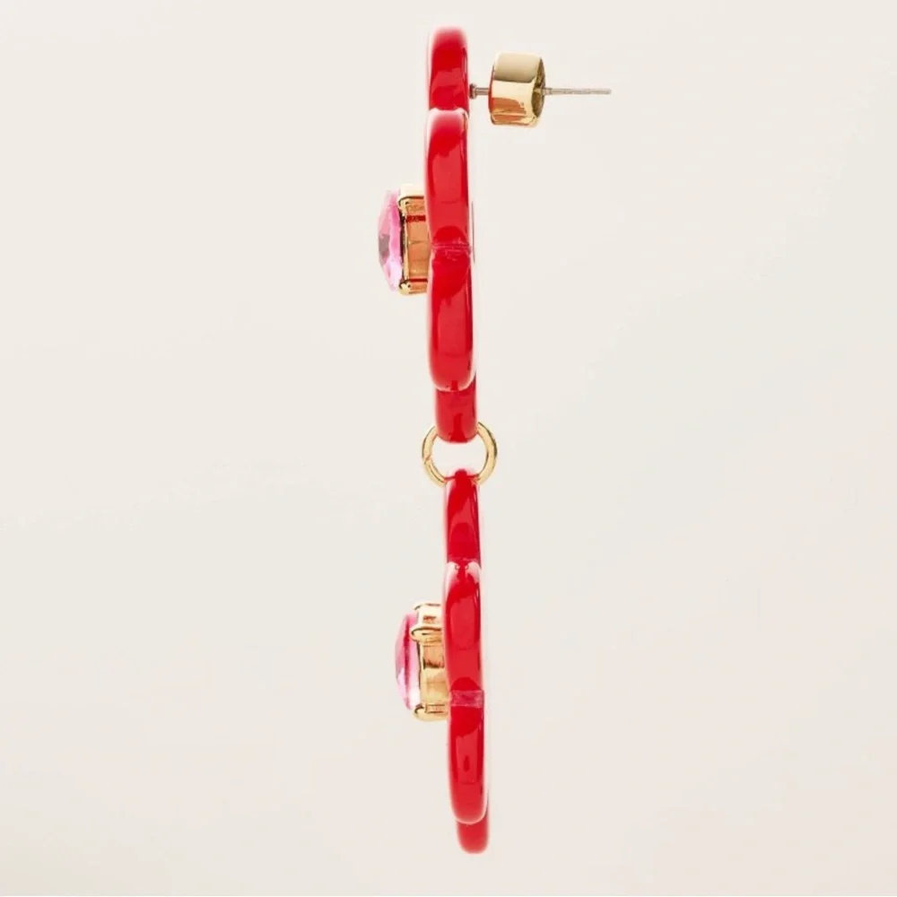 Kate Spade x Target Red Floral Linear Earrings NWT - Picture 3 of 3